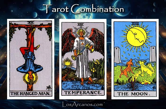 Combination THE HANGED MAN, TEMPERANCE and THE MOON