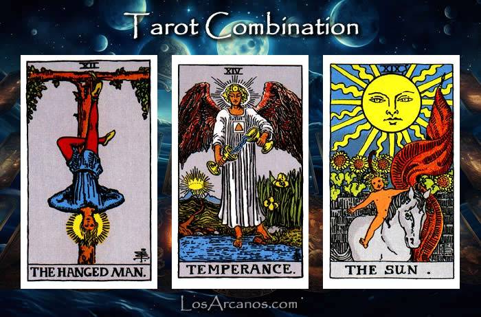 Combination THE HANGED MAN, TEMPERANCE and THE SUN