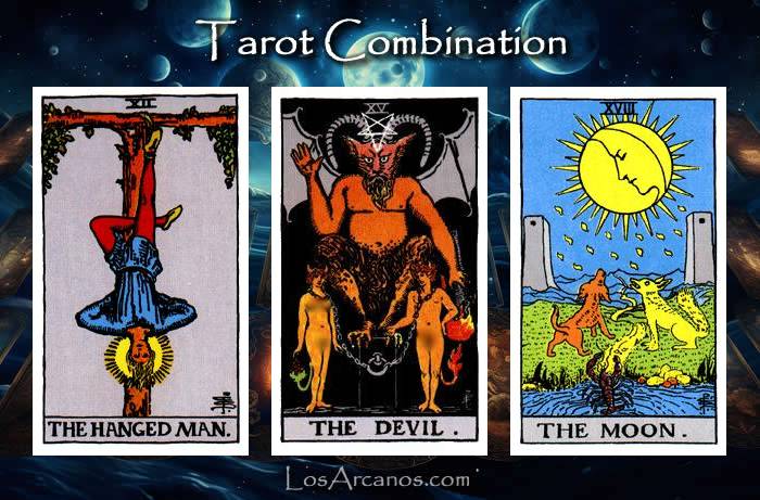 Combination THE HANGED MAN, THE DEVIL and THE MOON