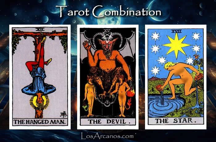 Combination THE HANGED MAN, THE DEVIL and THE STAR