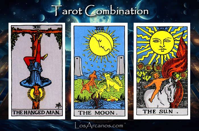 Combination THE HANGED MAN, THE MOON and THE SUN