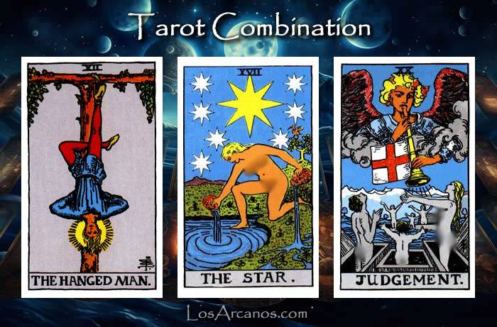 Combination THE HANGED MAN, THE STAR and JUDGEMENT