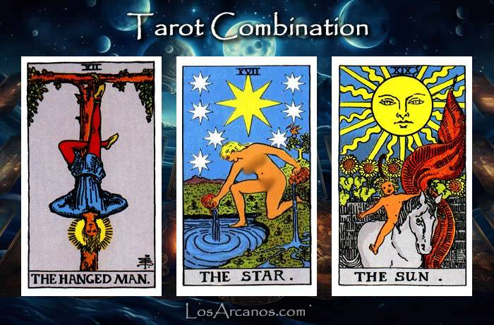 Combination THE HANGED MAN, THE STAR and THE SUN