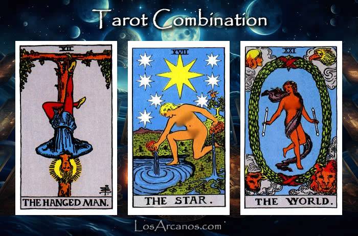 Combination THE HANGED MAN, THE STAR and THE WORLD