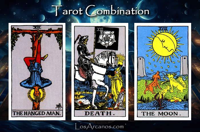 Combination THE HANGED MAN, TRANSFORMATION and THE MOON