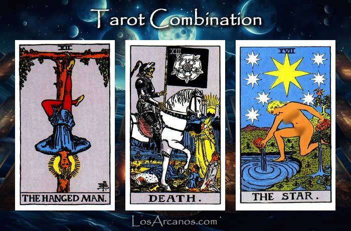 Combination THE HANGED MAN, TRANSFORMATION and THE STAR