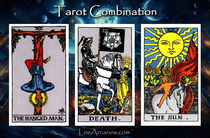 Combination THE HANGED MAN, TRANSFORMATION and THE SUN