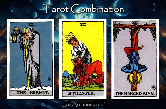 Combination THE HERMIT, STRENGTH and THE HANGED MAN