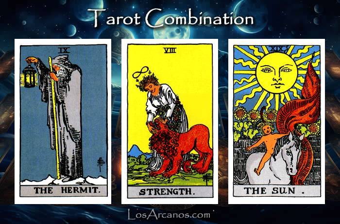 Combination THE HERMIT, STRENGTH and THE SUN