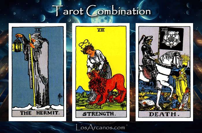 Combination THE HERMIT, STRENGTH and TRANSFORMATION