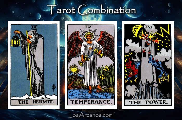 Combination THE HERMIT, TEMPERANCE and THE TOWER