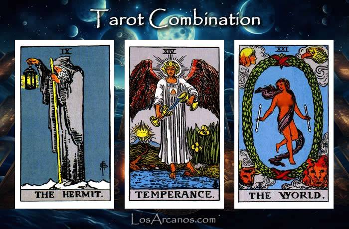 Combination THE HERMIT, TEMPERANCE and THE WORLD