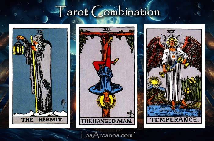 Combination THE HERMIT, THE HANGED MAN and TEMPERANCE