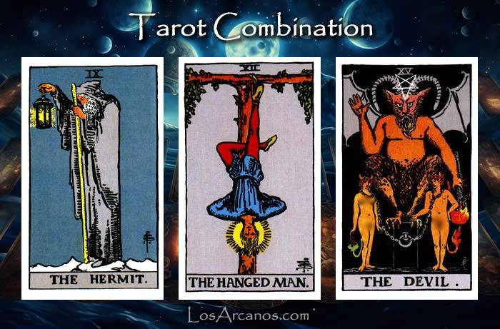 Combination THE HERMIT, THE HANGED MAN and THE DEVIL