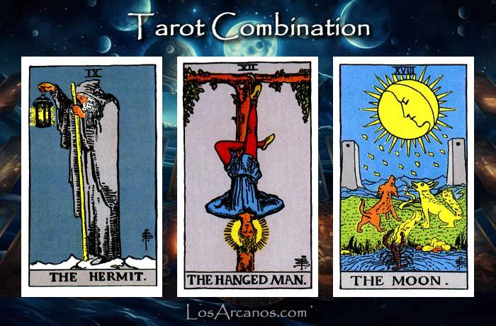 Combination THE HERMIT, THE HANGED MAN and THE MOON