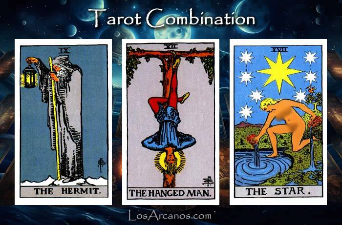 Combination THE HERMIT, THE HANGED MAN and THE STAR