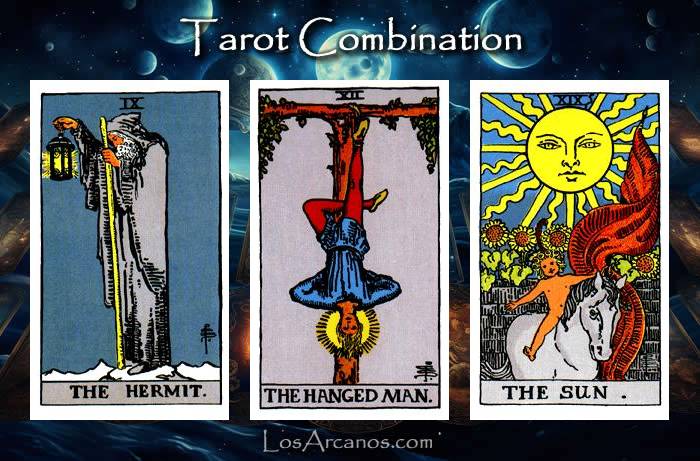 Combination THE HERMIT, THE HANGED MAN and THE SUN