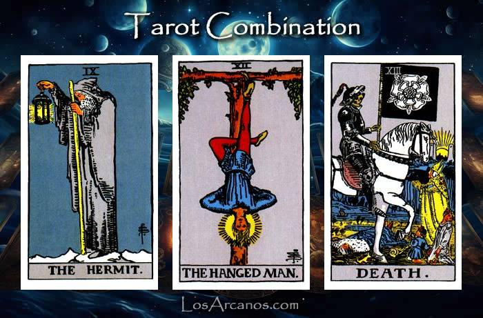 Combination THE HERMIT, THE HANGED MAN and TRANSFORMATION