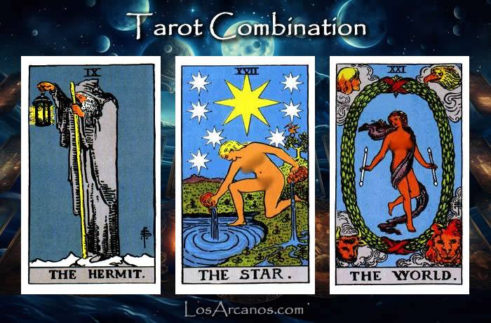 Combination THE HERMIT, THE STAR and THE WORLD