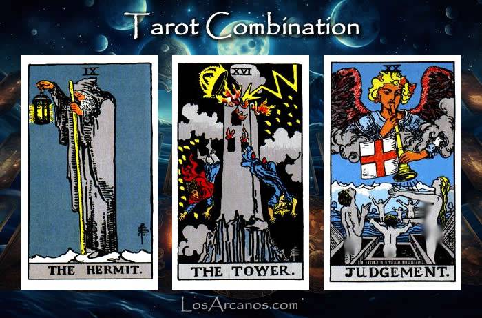 Combination THE HERMIT, THE TOWER and JUDGEMENT