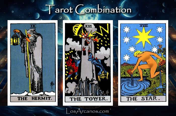 Combination THE HERMIT, THE TOWER and THE STAR