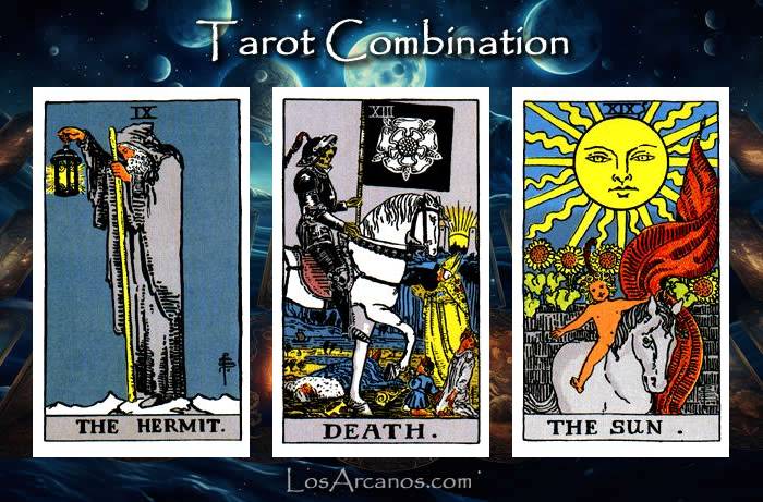 Combination THE HERMIT, TRANSFORMATION and THE SUN