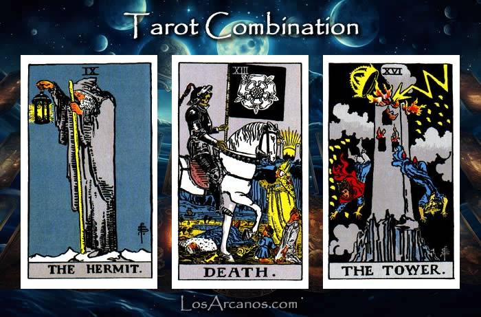 Combination THE HERMIT, TRANSFORMATION and THE TOWER