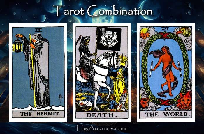 Combination THE HERMIT, TRANSFORMATION and THE WORLD