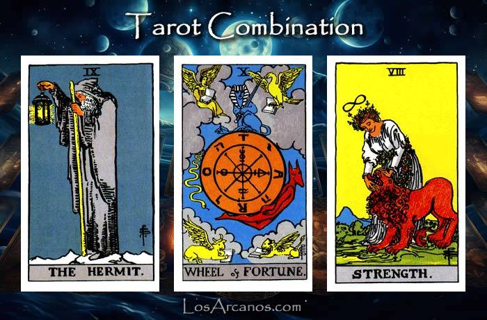 Combination THE HERMIT, WHEEL OF FORTUNE and STRENGTH