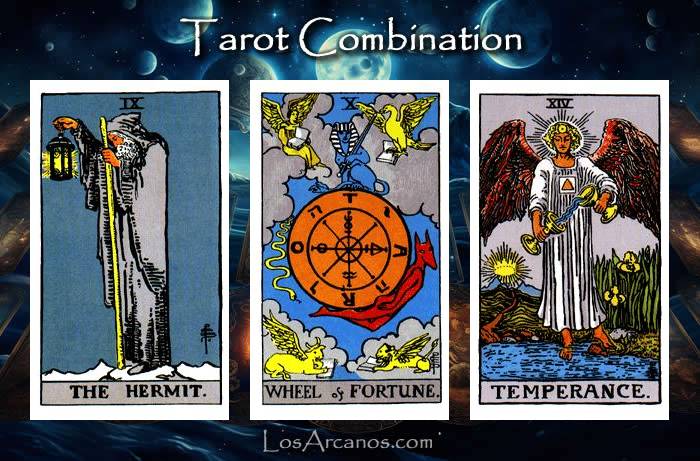 Combination THE HERMIT, WHEEL OF FORTUNE and TEMPERANCE