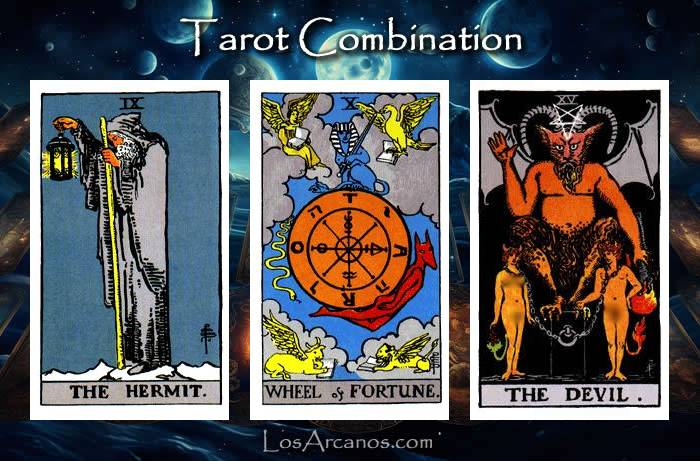 Combination THE HERMIT, WHEEL OF FORTUNE and THE DEVIL