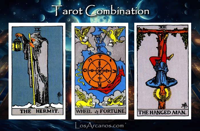 Combination THE HERMIT, WHEEL OF FORTUNE and THE HANGED MAN