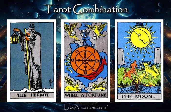 Combination THE HERMIT, WHEEL OF FORTUNE and THE MOON