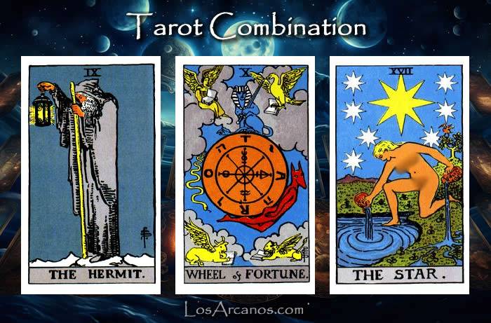 Combination THE HERMIT, WHEEL OF FORTUNE and THE STAR