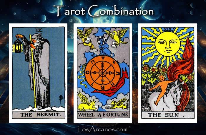 Combination THE HERMIT, WHEEL OF FORTUNE and THE SUN