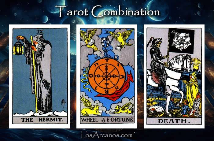 Combination THE HERMIT, WHEEL OF FORTUNE and TRANSFORMATION