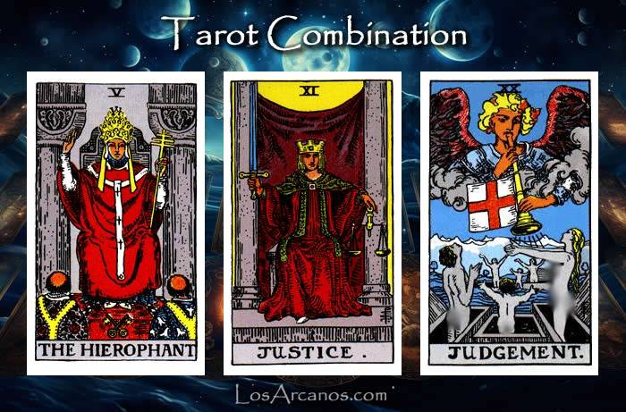 Combination THE HIEROPHANT, JUSTICE and JUDGEMENT