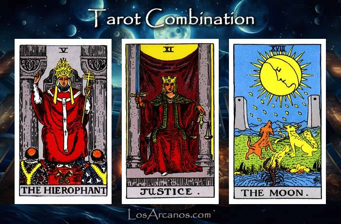 Combination THE HIEROPHANT, JUSTICE and THE MOON