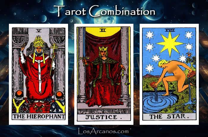 Combination THE HIEROPHANT, JUSTICE and THE STAR