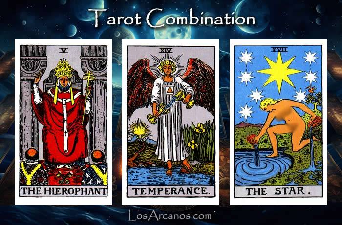 Combination THE HIEROPHANT, TEMPERANCE and THE STAR