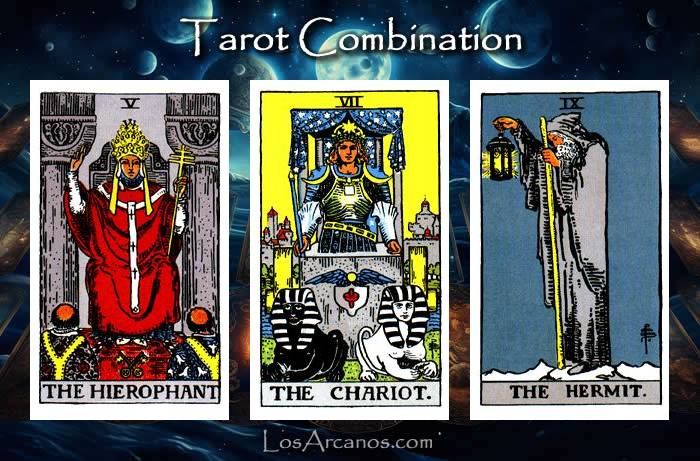 Combination THE HIEROPHANT, THE CHARIOT and THE HERMIT