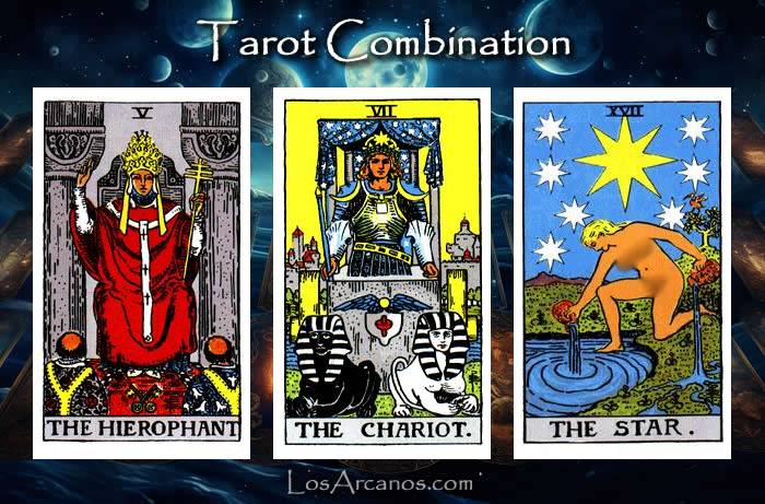 Combination THE HIEROPHANT, THE CHARIOT and THE STAR