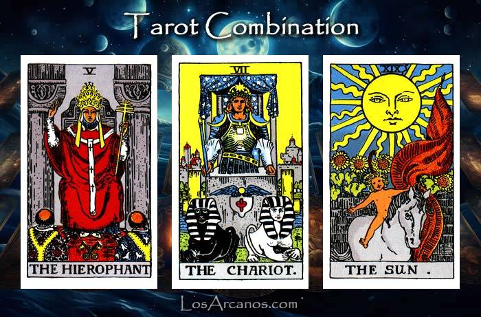 Combination THE HIEROPHANT, THE CHARIOT and THE SUN