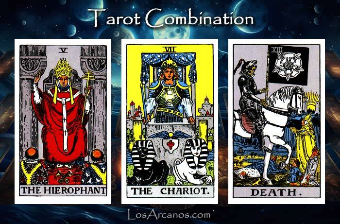 Combination THE HIEROPHANT, THE CHARIOT and TRANSFORMATION