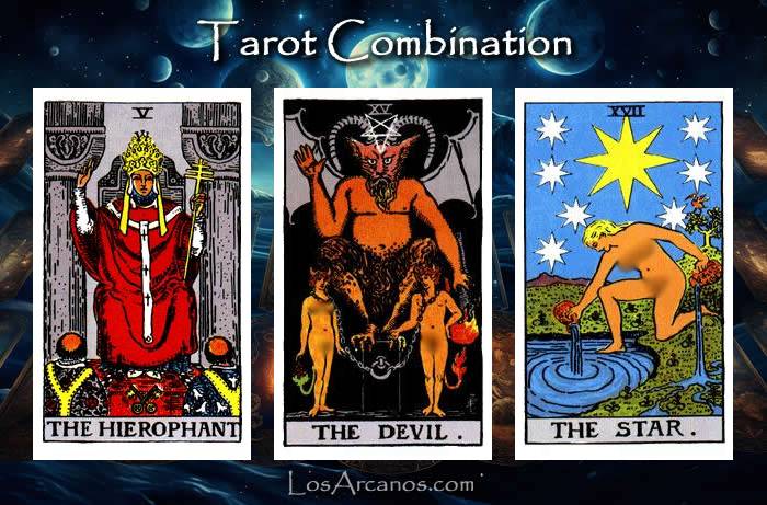 Combination THE HIEROPHANT, THE DEVIL and THE STAR