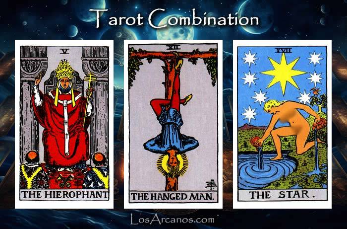 Combination THE HIEROPHANT, THE HANGED MAN and THE STAR