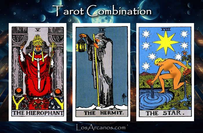 Combination THE HIEROPHANT, THE HERMIT and THE STAR