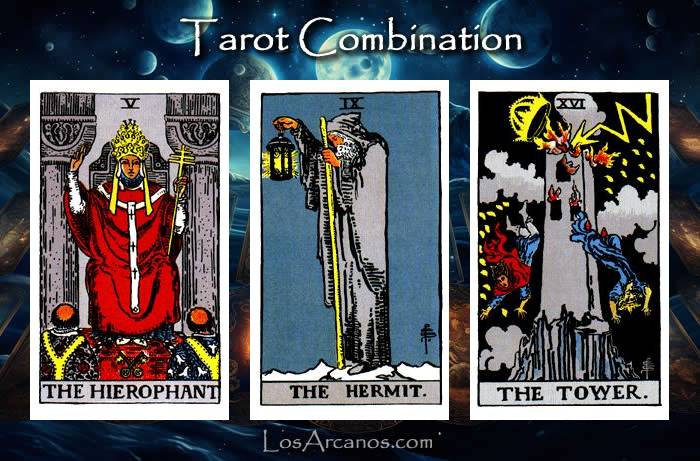 Combination THE HIEROPHANT, THE HERMIT and THE TOWER