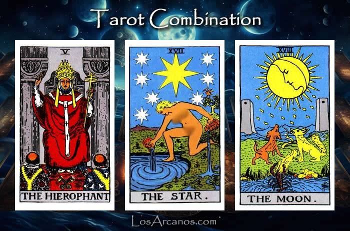 Combination THE HIEROPHANT, THE STAR and THE MOON