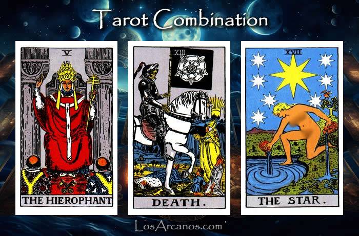 Combination THE HIEROPHANT, TRANSFORMATION and THE STAR